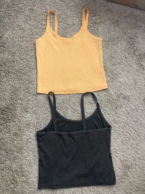 Yellow and Gray Ribbed Tank Top - Women